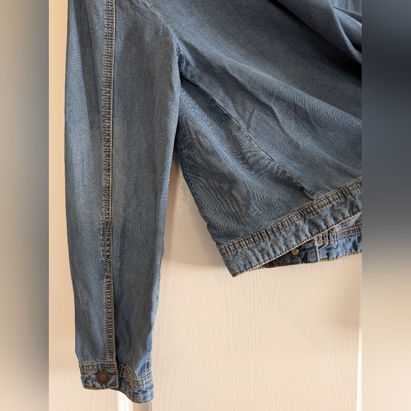 Free People Chambray Tencel Swing Jacket Sapphire Denim Jacket S/P Western Boho - Picture 15 of 16